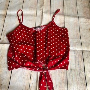 Red & white polka dot crop top - Sold out on SHEIN